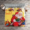 thumbnail image 2 of Ambesonne Christmas Quilted Coverlet 3 Pcs, Happy Santa Moment Joyous, Queen Size, Pastel Yellow Multicolor, 2 of 2