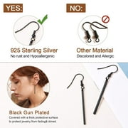 FOCALOOK Black Dangle Earrings for Women Hypoallergenic Minimal Long Thin Drop Dangling Vertical Bar Earrings