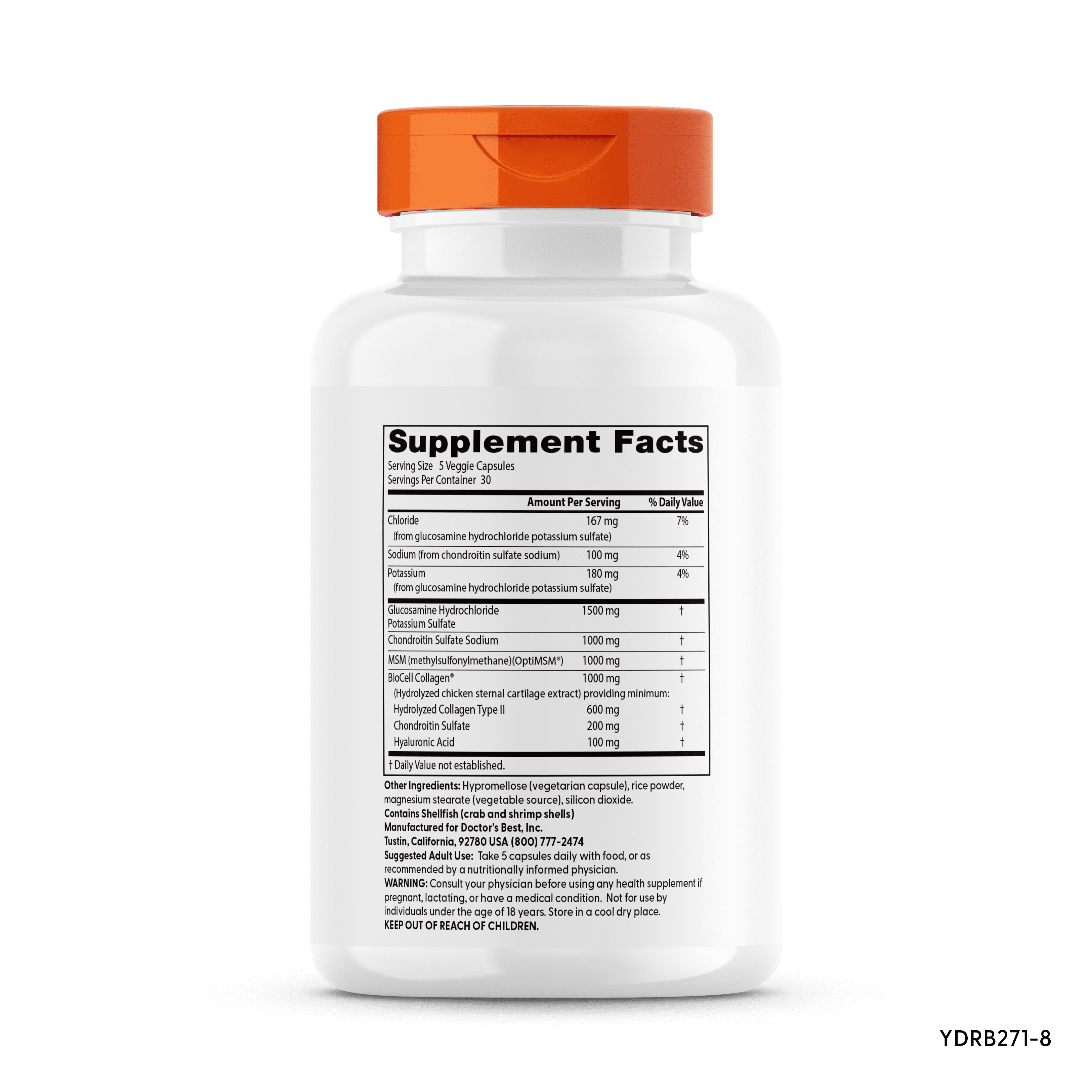 Doctor's Best Glucosamine Chondroitin MSM + Hyaluronic Acid with OptiMSM & BioCell Collagen Capsules, 150 Ct