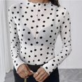 thumbnail image 6 of GZWYHT Women Crew Neck Polka Dot Sheer Mesh Blouse Slim Fit Long Sleeve See Through Crop Shirt Fall Clubwear White 2XL, 6 of 7