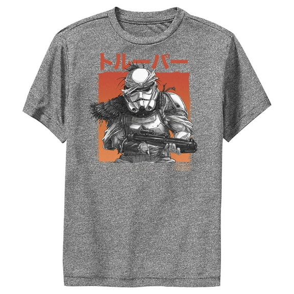 Boy's Star Wars: Visions Trooper Performance Graphic Tee Charcoal Heather Small