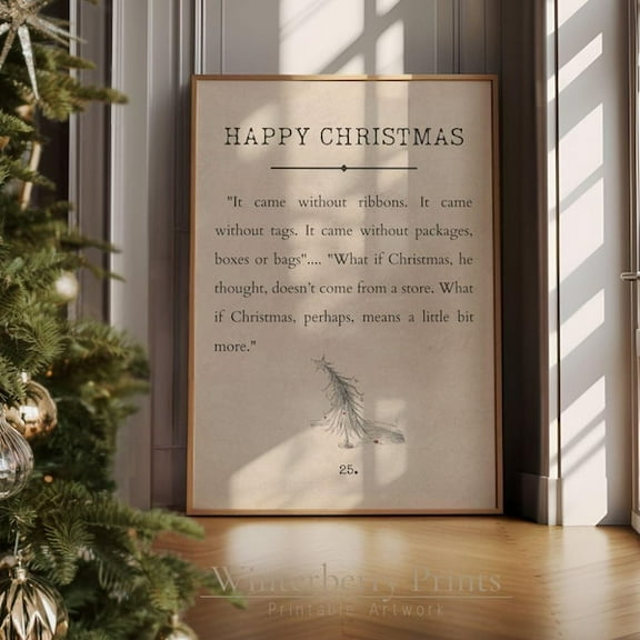Christmas Quote What If Christmas Perhaps Means A Little Bit More Christmas Wall Art Holiday Decor Vintage Christmas- Wall Art Print, 8x12 UNFRAMED