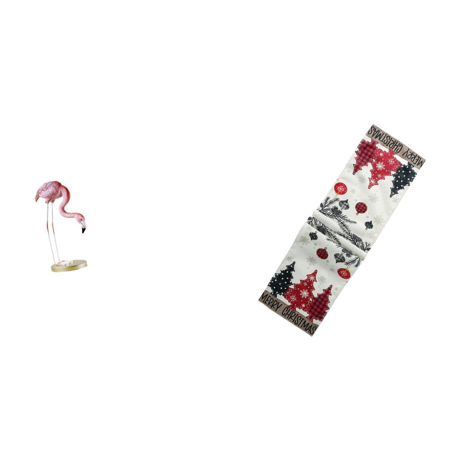 CoudarTitie Flamingo Resin Statue Bird Sculpture Home Decor Fireplace Modern Art Garden Figurine with Metal Stand for Yard Pond Flowerbed Christmas Table Runner D