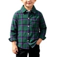 thumbnail image 2 of Falkdiz with Pocket Shirts for Boys Long Sleeve Winter Button Up Outdoor Casual Plaid Warm Collar Graphic Boys Tops Travel,Green,Size: 2-3, 2 of 8