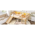 thumbnail image 3 of Bellemave Twin XL Loft Bed with Slide, Twin XL Loft Bed with Bookcase & LED Lights, Low Loft Bed with Ladder, Solid Wood Loft Bed Twin XL with Full-Length Guardrails, Natural, 3 of 13