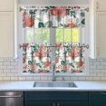 thumbnail image 3 of Floral Cottage Curtains 24 Inch - 3 Panel Vintage Farmhouse Set with Bohemian Botanicals, Rod Pocket for Country Kitchen Decor, 3 of 6