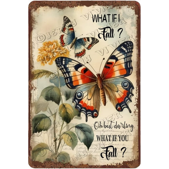 Butterfly Aluminum Sign Butterfly Wall Decor for Girls Bedroom Inspirational Wall Art for Kids Butterfly Wall Decorations Little Girl Toddler Room Sign Nursery Room Decor 12x8 Inches