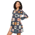 thumbnail image 3 of FORMRS Womens Long Sleeve Nightgowns Crew Neck Sleep Shirt Soft Pajamas Sizes S-3XL, Blue Circle Mosaic, 3 of 8