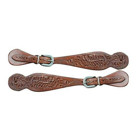Showman Ladies Leather Floral Tooled Spur Straps