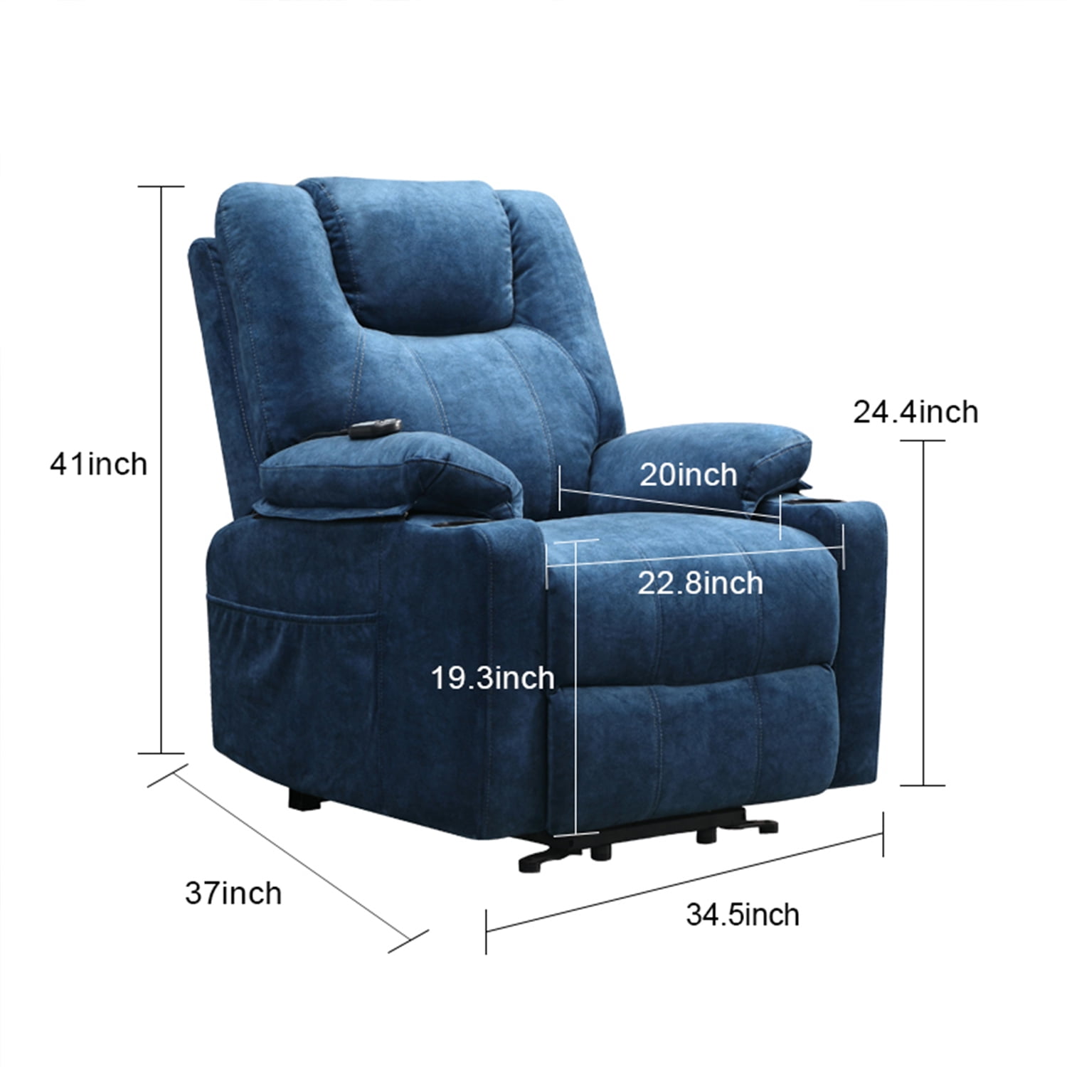 Kadyn Modern Lift Chair, Fabric Lift Chairs Recliners for the Elderly, Electric Recliner Chairs with Modern Padded Arms and Back, Blue