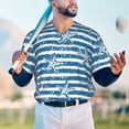 thumbnail image 6 of Balery Ocean on Striped Baseball Jersey for Men Casual Button Down Shirts Short Sleeve Active Team Sports Uniform-3X-Large, 6 of 9