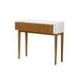 thumbnail image 3 of Baxton Studio Odile Mid-Century Modern Two-Tone Natural Brown and White Bayur Wood 1-Drawer Console Table, 3 of 7