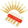 thumbnail image 1 of HELIAHOO 10 Pack Bb Clarinet Reeds with Plastic Box, Strength 1.5 Reeds for Clarinet, Thinner Reed Tip & Unfiled Cut for Easy of Play, Traditional Reeds for Clarinet Beginner and AZ83-26002, 1 of 6