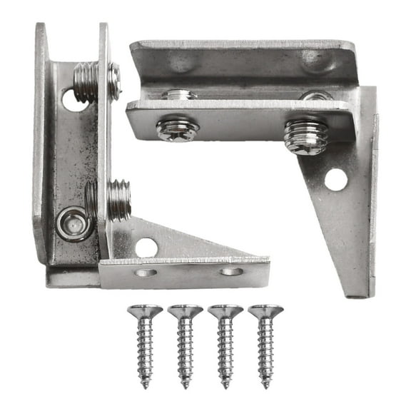 2PCS Stainless Steel Glass Door Hinges for Display Cabinet Magnetic Touch No Drill Required Adjustable 5-8mm Thickness Black Silver Closet Sliding Door Hardware