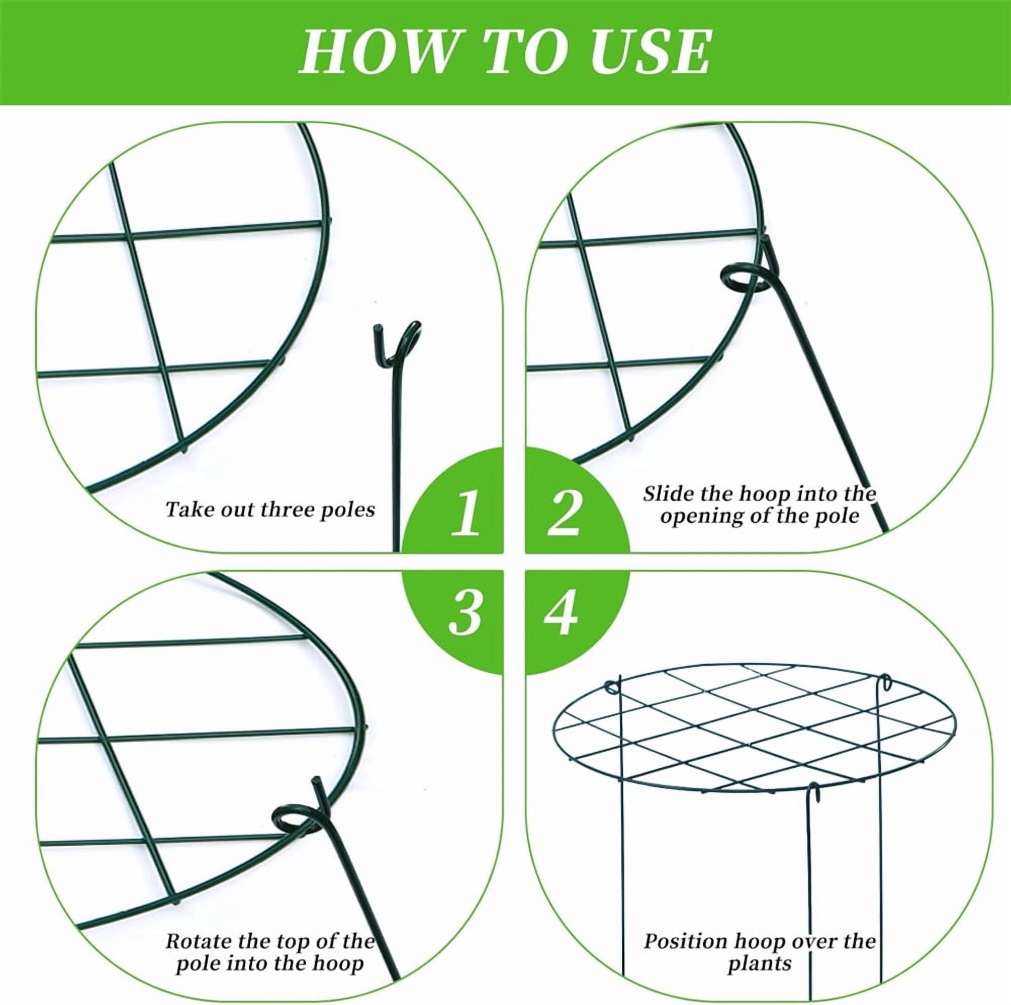 NOGIS 2 Pack Round Peony Cages and Supports Grow Through Grid Plant Brace,16 inch Heigh Plant Support Stake for Small Plant Flower Vegetable (12 x 16 Inch)
