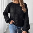thumbnail image 6 of Snorda Sweaters for Women Roll Crew Neck Cable Knit Sweater Long Sleeve Loose Solid Pullover Thick Soft Textured Casual Vintage Sweaters for Fall Winter Warm Wear, 6 of 8