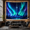 thumbnail image 6 of Celestial Mountain with Moon Phases and Aurora on Midnight Sky, Mystical Digital Art for Space Lovers, Night Landscape Decor Christmas Gift, Tapestry Wall Hanging for Bedroom and Dorm, 6 of 7