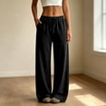 thumbnail image 2 of ZHOGXU Casual Wide Leg Drawstring Pants Womens With Elastic Waist Loose Straight Trousers Solid Color Sport Sweatpants All Seasons Wardrobe, 2 of 7