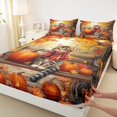 thumbnail image 3 of Manfei Kawaii Kitten Twin Sheet Sets,Hello Fall Twin Fitted Sheet,Autumn Harvest Pumpkin Orange Maples Flat Sheet For Teens,Breathable Home Decor,3-Piece, 3 of 7