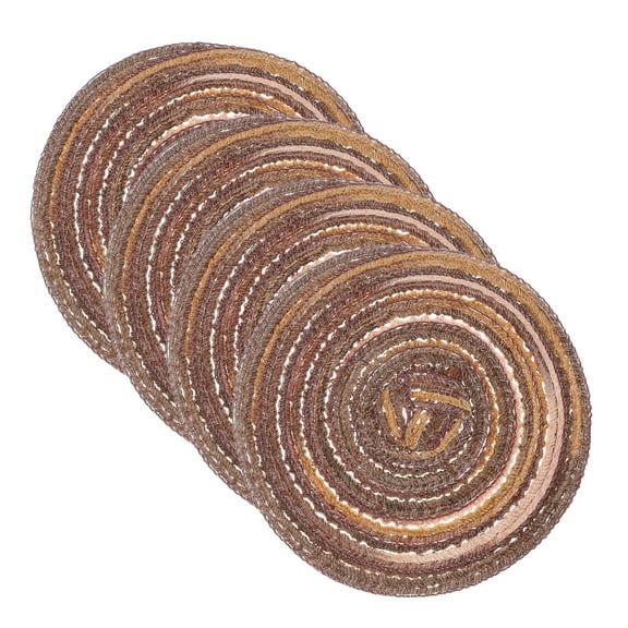 Uxcell 4 Pcs Round Woven Placemats, 4.3 Inch Braided Washable Placemat Heat Resistant Decorative Place Mat for Kitchen Dining Table Countertop, Gradient Brown