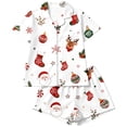 thumbnail image 5 of FASHOFT Christmas Pajamas for Women Set Xmas Button Down Pjs Set Holiday V Neck Sleepwear Santa Short Sleeve Loungewear Set XL, 5 of 5