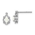thumbnail image 6 of 925 Sterling Silver Rhodium-plated Created Opal and Diamond Earrings, 6 of 6