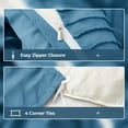 thumbnail image 3 of Peace Nest Clipped Jacquard Geometric Duvet Cover & Pillowcase Set, Navy/Stripe, Full/Queen Size, 3 of 6