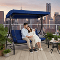 thumbnail image 5 of TLSUNNY 3-Seat Patio Swing w/ 45° Tilt Adjustable Canopy, Convertible Glider Bed with Stand, Removable Cushions for Backyard, Porch, Poolside, 750LBS Capacity, 5 of 10