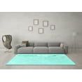 thumbnail image 3 of Ahgly Company Machine Washable Indoor Square Solid Turquoise Blue Modern Area Rugs, 7' Square, 3 of 4
