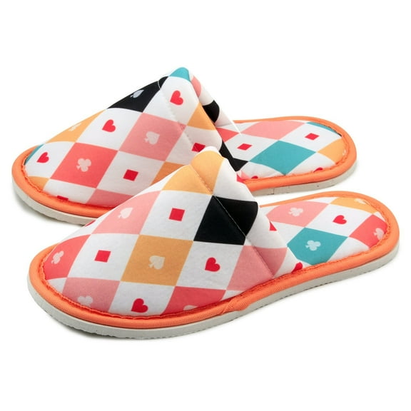 Chochili Women Poker Home Slippers White Pink Lightweight Silent Walk Size 7 to 8