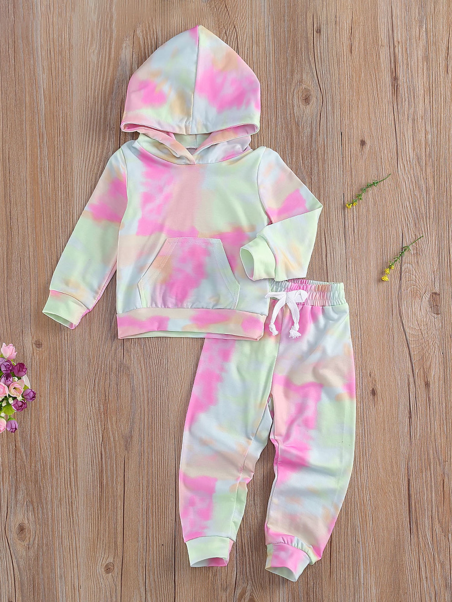 2-piece Toddler Boy Tie Dye Hoodie Sweatshirt and Pants Set