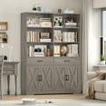 thumbnail image 3 of Homfa 69'' Tall Bookcase with 2 Drawers, 6-Tier 6 Cubes Display Bookshelf for Living Room, 4 Doors Double Row Bookcase with Adjustable Shelves, Gray, 3 of 8