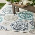 thumbnail image 3 of Mark&Day Outdoor Rugs, 7ft Round Ethan Cottage Indoor/Outdoor Teal Area Rug, Non Shedding Blue Grey Carpet for Patio, Porch, Deck, Bedroom, Living Room or Kitchen (7'3" Round), 3 of 6
