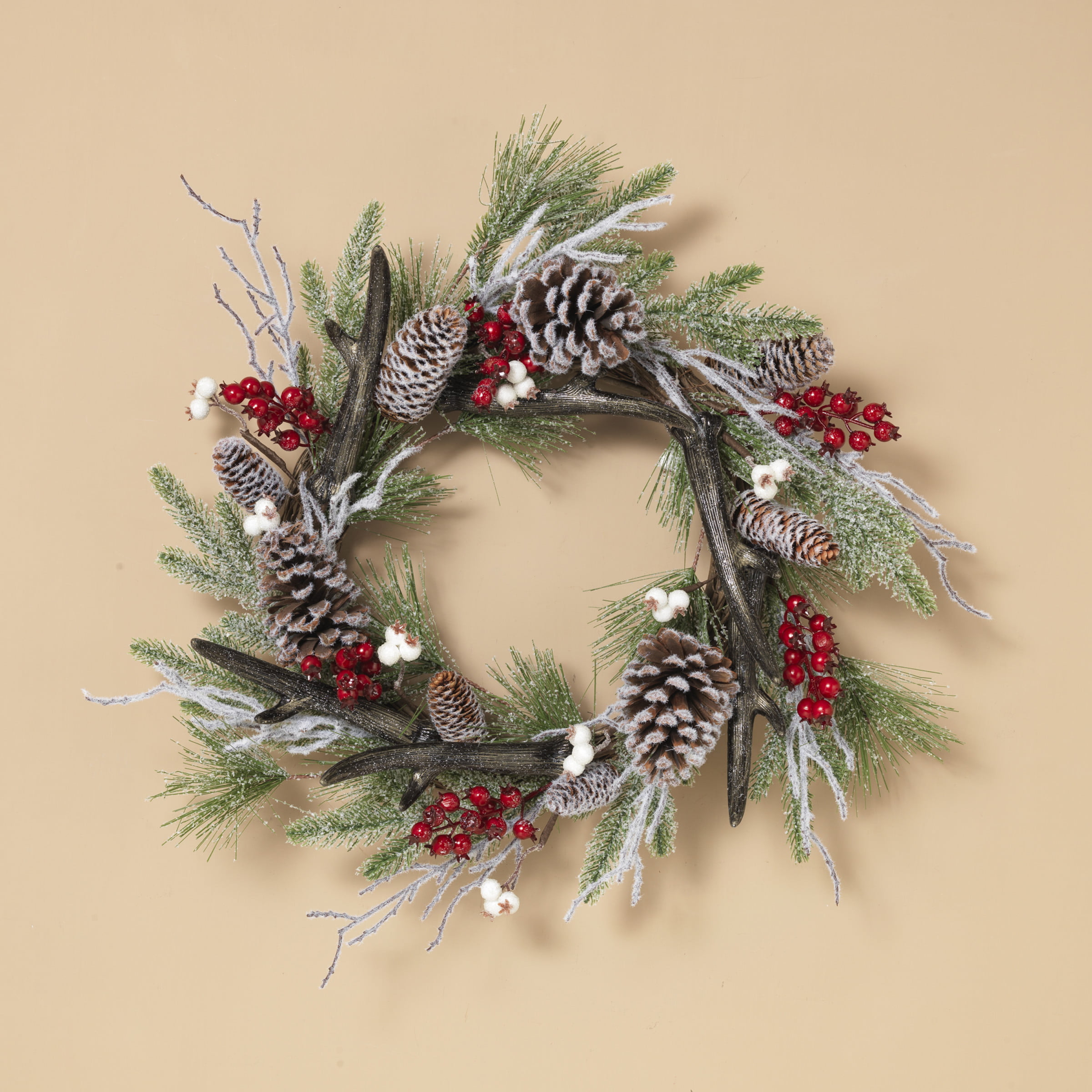 Frosted Pine Wreath With Pine Cones And Berries Christmas Holiday Decoration