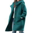thumbnail image 2 of Bixock Winter Pea Coats for Women Peacoat Jacket Hooded Solid Color Long Sleeve Button Front Side Pocket Warm Outerwear for Women Clothings, 2 of 6
