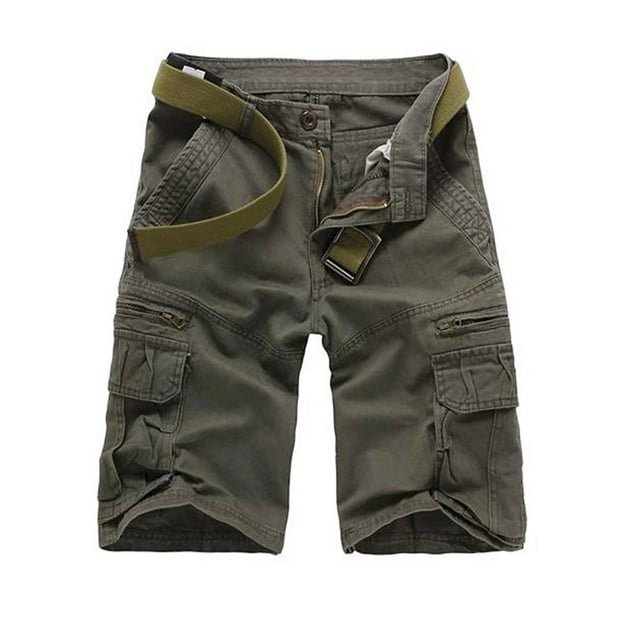 Birdeem Men Casual Solid Fashion Zipper Button Pockets Cropped Cargo Shorts