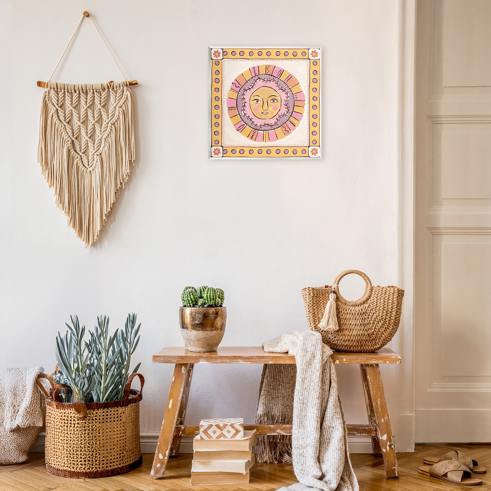 Stupell Industries Pastel Sun Face with Border Wall Plaque Art, design by Two If By Sea Studios