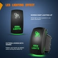thumbnail image 2 of Nilight Rock Lights Rocker Switch Led Light Bar Switch 5Pin Laser on off SPST switches 20A/12V 10A/24V Switch Green with Jumper Wires Set for Cars Trucks RVs, 2 of 7