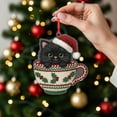 thumbnail image 2 of ViciArt Black Cat Ornament – Kitten in Holiday Teacup with Santa Hat, Laser Cut Christmas Decor, 2 of 4