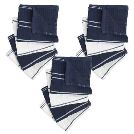 

Blue & White Ribbed Terry Dishcloth - Set of 12