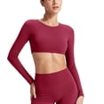 thumbnail image 3 of TaTaai Womens Long Sleeve Cutout Yoga Top Fitted Workout Shirt Breathable Running Training Tight Fit Fitness Sportswear Gift, 3 of 9