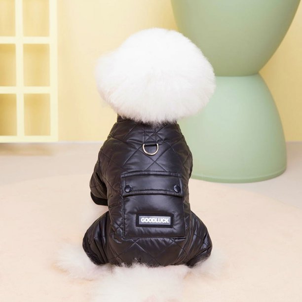 Ropa para perros, ropa para mascotas, abrigo acolchado de algodón de cuatro patas para mascotas, impermeable, para la nieve, otoño e invierno, buena suerte, abrigo acolchado de algodón de