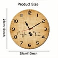 thumbnail image 4 of Lucidhisun Coffee Time Battery Operated Round Wood Silent Non Ticking Wall Clock 10in, Rustic Coffee Lover Gift Decor Wall Clock for Living Room, Kitchen, Home,Bathroom, Bedroom, Laundry Room, 4 of 7