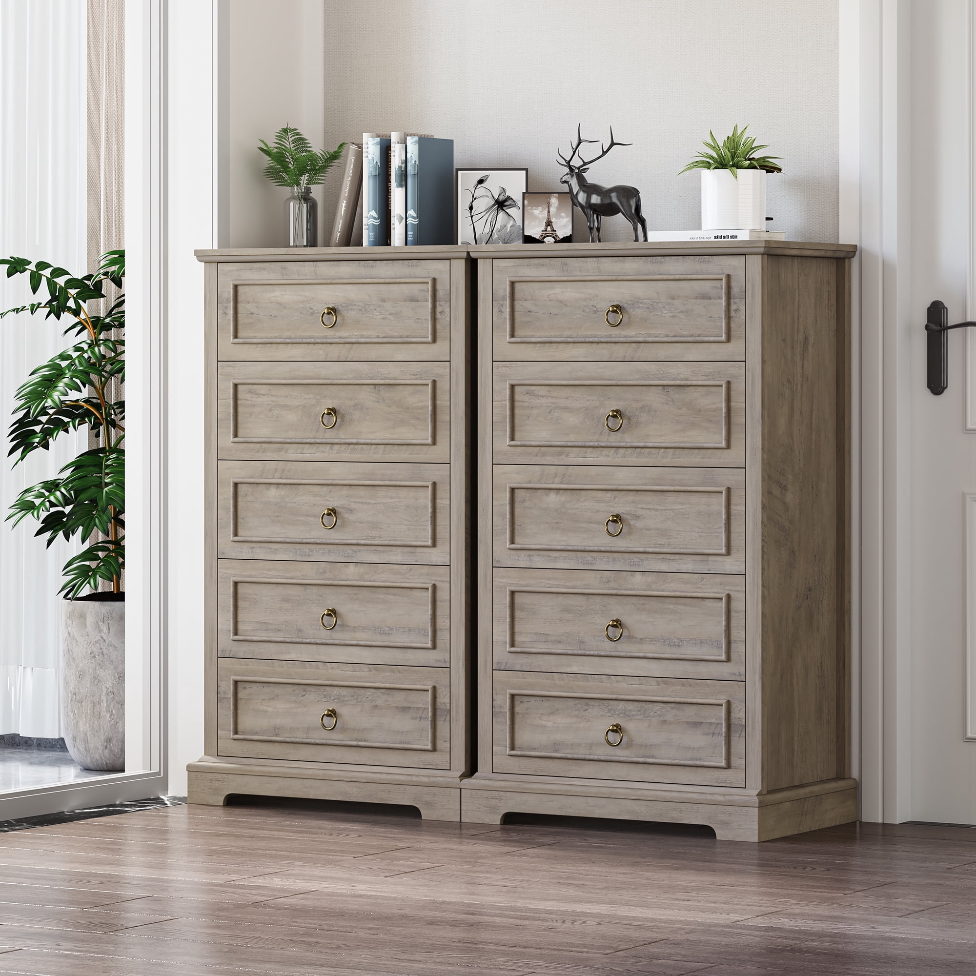 target grey dresser 5 Dresser for Bedroom, 41" Tall Dresser, Vertical Drawer Dresser with  Storage Freestanding, Wooden Closet Dresser Storage Chest for Bedroom, Grey