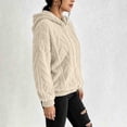 thumbnail image 5 of XUNKUSGA Womens Fuzzy Hoodies Classic Solid Color Textured Jacquard Fleece Pullover Top with Drawstring Hood Comfy Cozy Oversized Winter Warm Coat S, 5 of 9