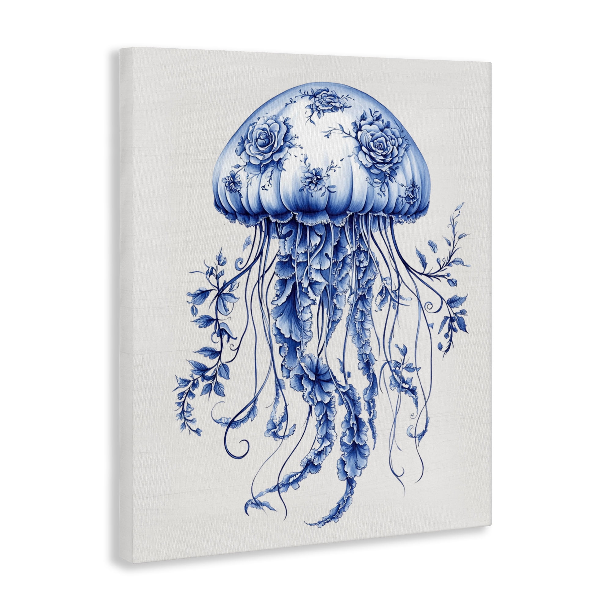 Funky Toile Jellyfish Canvas Wall Art, design by Lettered and Lined