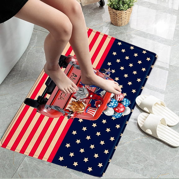 HOARBOEG Independence Day Non Slip Bath Rug Soft Absorbent Microfiber Floor Mat for Bathroom Bedroom Living Room 60x40 cm Multicolor Machine Washable