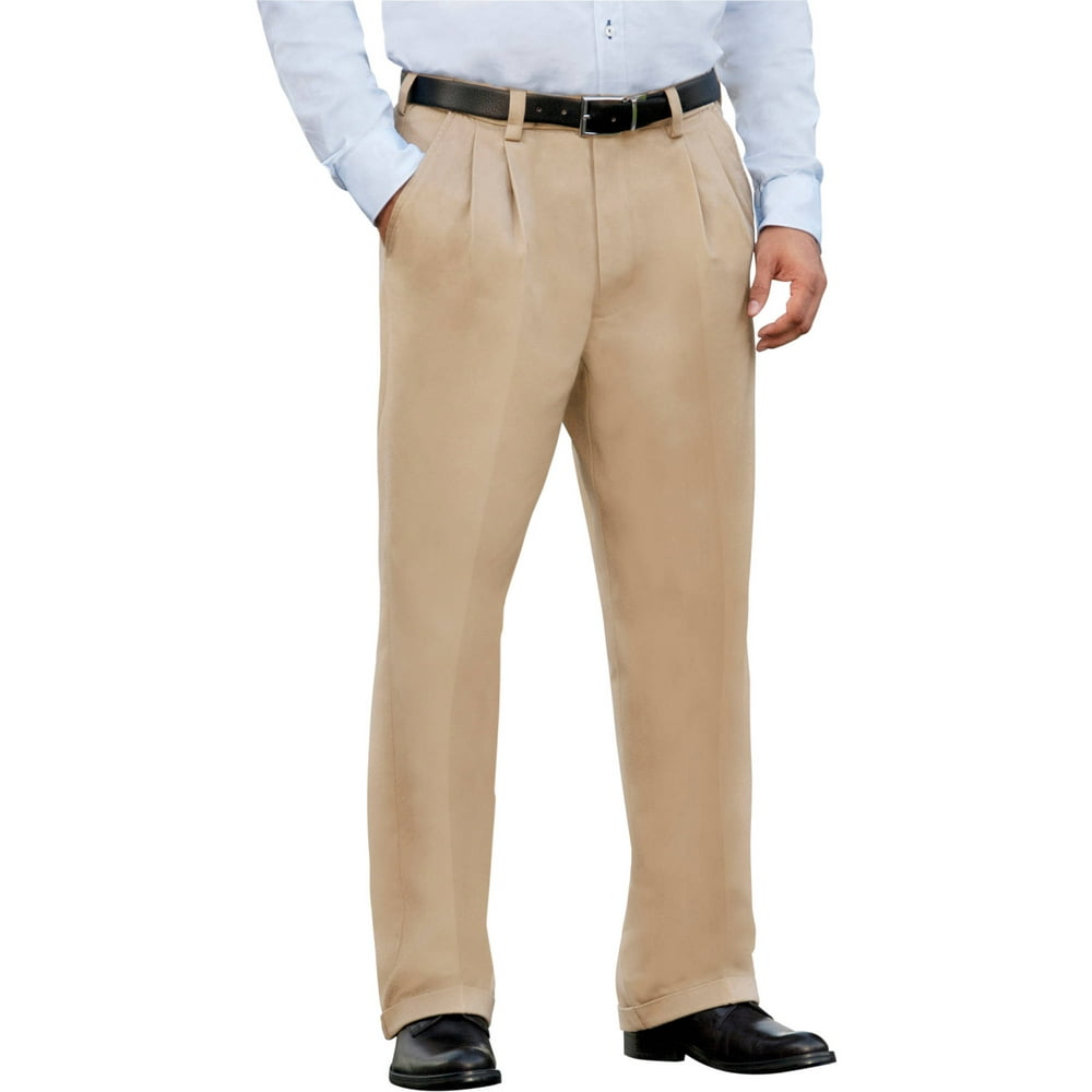 GEORGE - Men's & Big Men's Premium Pleat Front Khaki Pant - Walmart.com ...