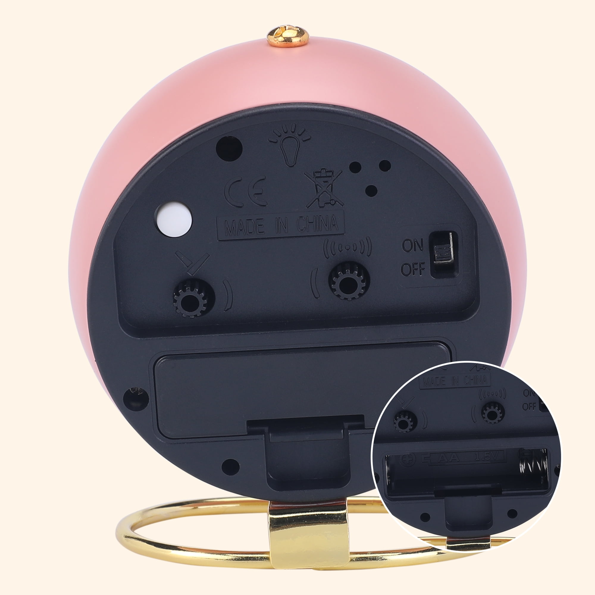 Unique Bargains Spherical Mechanical Alarm Clock Gray 4.1"L x 2.5"W x 3.5"H