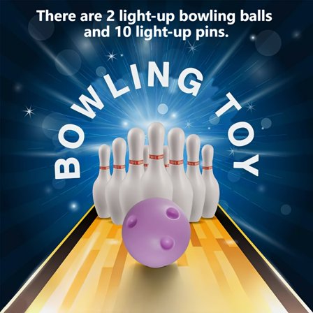 LED Bowling Set, Including 10 Luminous Pins And 2 Luminous Balls